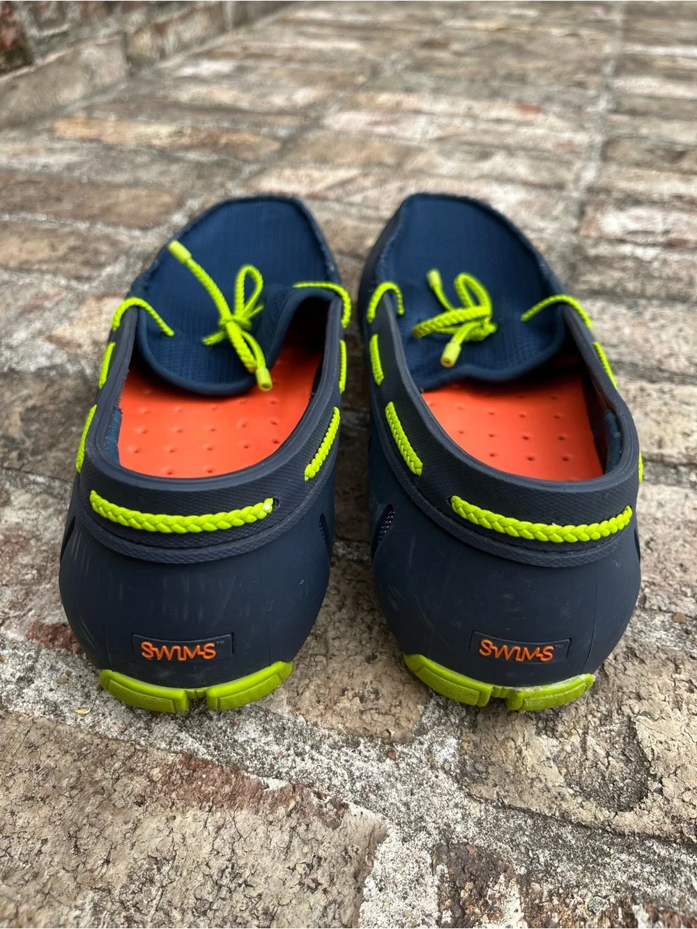Swims Braided Lace Loafers Men's Size 12 Navy/Lime Moccasins Driving Water Shoes
